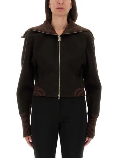 Victoria Beckham Zippered Wool Jacket In Black