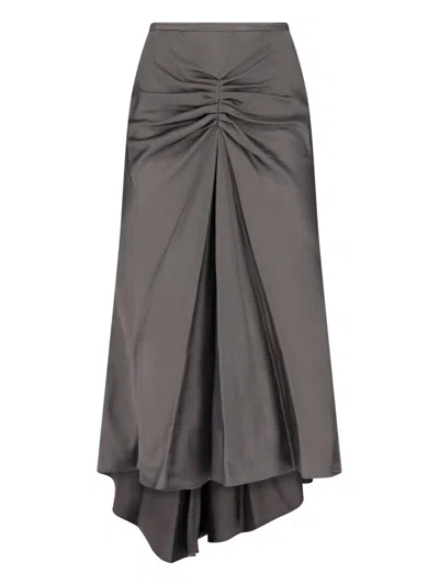 Victoria Beckham -inspired Satin-blend Mini Skirt In Gray