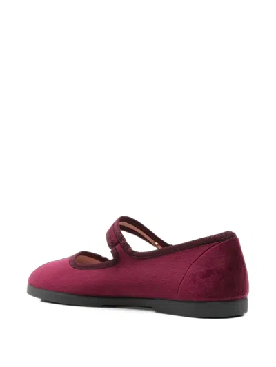 Victoria Buckle-strap Ballet Flats In Burgundy