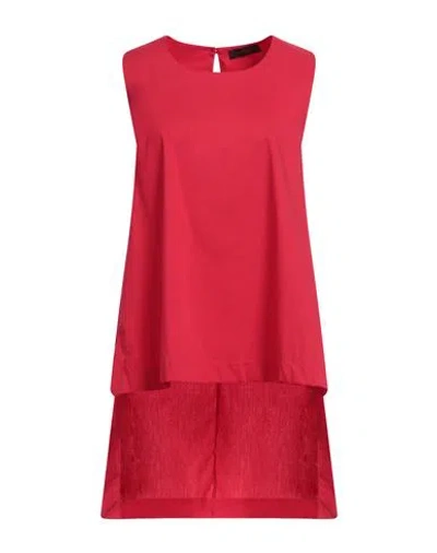 Victoria C. Woman Top Red Size 8 Cotton, Polyamide, Elastane
