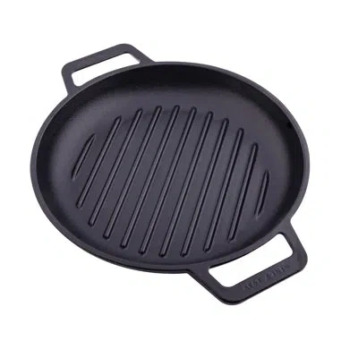 Victoria Cast Iron 10 In. Grill Pan With Double Loop Handles, Seasoned In Black
