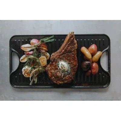 Victoria Cast Iron Reversible Griddle In Black
