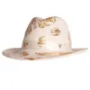 Victoria Charles Headpieces Women's White / Neutrals / Gold Ivory Wool Felt Trilby With Logo And Gold Leaf Detailing In White/gold
