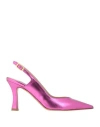Victoria Chris Napoli Woman Pumps Fuchsia Size 7 Textile Fibers In Pink