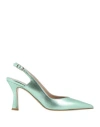 Victoria Chris Napoli Woman Pumps Light Green Size 7 Textile Fibers