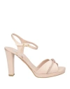 Victoria Chris Napoli Woman Sandals Beige Size 7 Textile Fibers In Beige