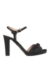 Victoria Chris Napoli Woman Sandals Black Size 7 Textile Fibers