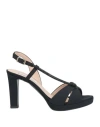 Victoria Chris Napoli Woman Sandals Black Size 8 Textile Fibers In Black