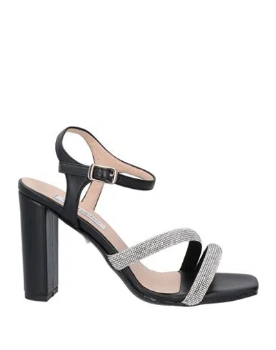 Victoria Chris Napoli Woman Sandals Black Size 8 Textile Fibers