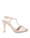 Victoria Chris Napoli Woman Sandals Blush Size 11 Textile Fibers In Pink