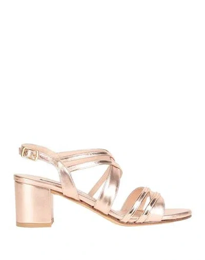 Victoria Chris Napoli Woman Sandals Copper Size 6 Textile Fibers In Orange