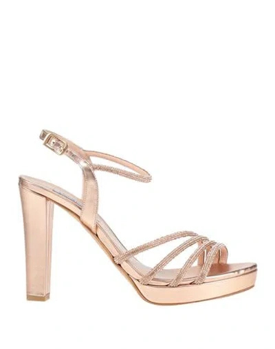 Victoria Chris Napoli Woman Sandals Copper Size 9 Textile Fibers In Orange
