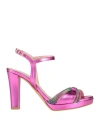 Victoria Chris Napoli Woman Sandals Fuchsia Size 8 Synthetic Fibers In Pink