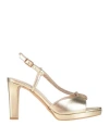 Victoria Chris Napoli Woman Sandals Gold Size 5 Textile Fibers In Gold
