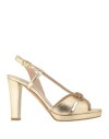 Victoria Chris Napoli Woman Sandals Gold Size 8 Textile Fibers