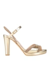 Victoria Chris Napoli Woman Sandals Gold Size 8 Textile Fibers