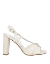 Victoria Chris Napoli Woman Sandals Ivory Size 7 Textile Fibers In White