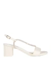 Victoria Chris Napoli Woman Sandals Ivory Size 8 Textile Fibers In White