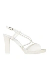 Victoria Chris Napoli Woman Sandals Ivory Size 8 Textile Fibers In White