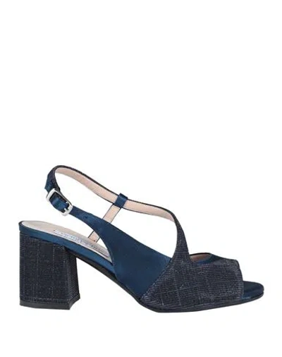 Victoria Chris Napoli Woman Sandals Midnight Blue Size 5 Textile Fibers