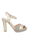 Victoria Chris Napoli Woman Sandals Platinum Size 8 Textile Fibers In Grey