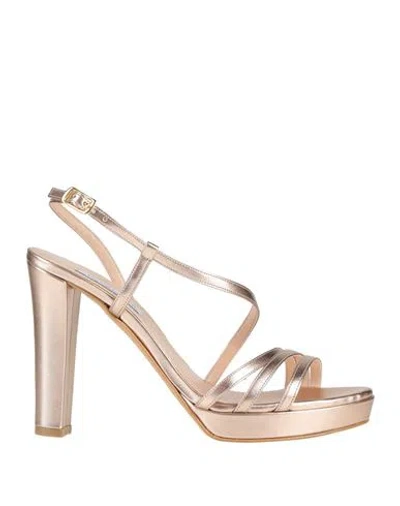 Victoria Chris Napoli Woman Sandals Rose Gold Size 8 Synthetic Fibers