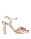 Victoria Chris Napoli Woman Sandals Rose Gold Size 8 Synthetic Fibers In Rose Gold
