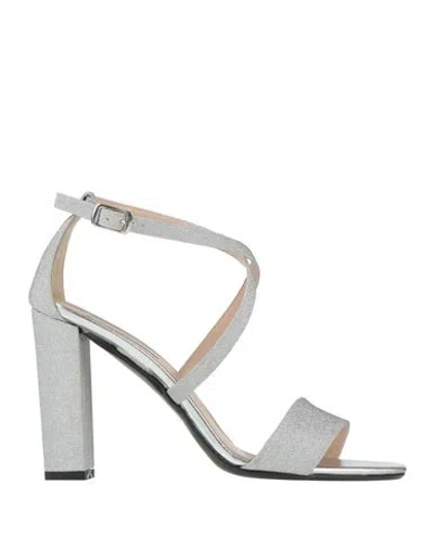 Victoria Chris Napoli Woman Sandals Silver Size 10 Textile Fibers