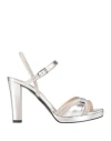 Victoria Chris Napoli Woman Sandals Silver Size 7 Textile Fibers