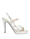 Victoria Chris Napoli Woman Sandals Silver Size 8 Textile Fibers