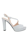 Victoria Chris Napoli Woman Sandals Silver Size 9 Textile Fibers