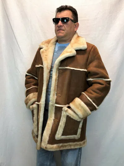 Pre-owned Victoria Cognac 100% Sheepskin Shearling Leather Marlboro Trench Coat Jacket Xs-8xl, In Brown