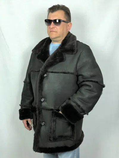 Pre-owned Victoria Dark Brown 100% Sheepskin Shearling Leather Marlboro Trench Coat Jacket Xs-8xl