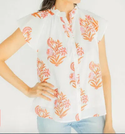 Victoria Dunn Bays Button Front Blouse In Emberglow In White
