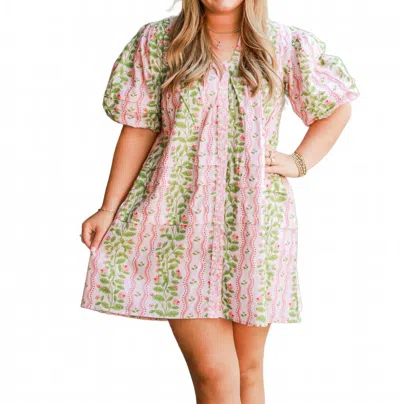 Victoria Dunn Camille Mini Dress In Rose Garden In Multi