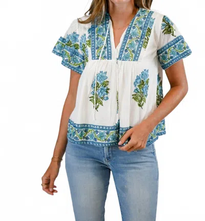 Victoria Dunn Catalina Blouse In Blue Hydrangea In Multi
