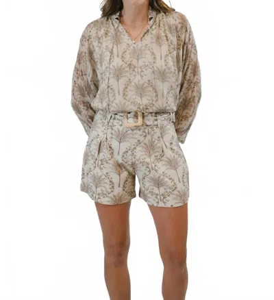 Victoria Dunn Ciella Long Balloon Sleeves Blouse In Sandbar In Multi
