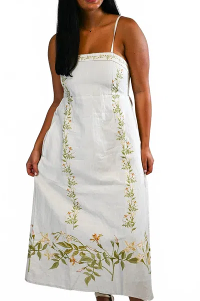 Victoria Dunn Cleo Dress In Ivory Vine In White