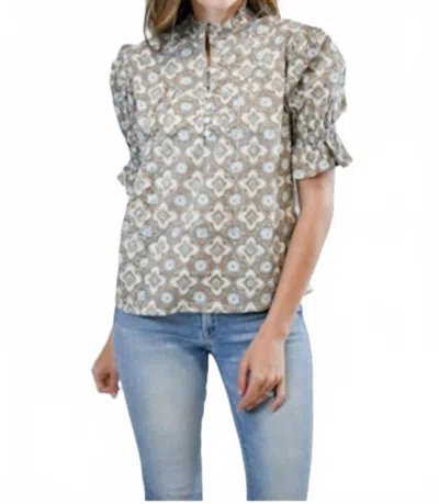 Victoria Dunn Ellie Blouse In Dusk Petals In Gray