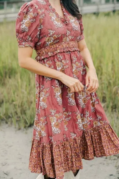 Victoria Dunn Ember Midi Dress In Chai Tea In Multi