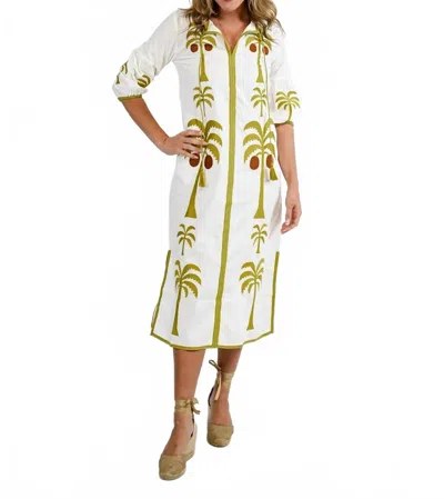Victoria Dunn Esme Midi Dress In Sage Petals In White