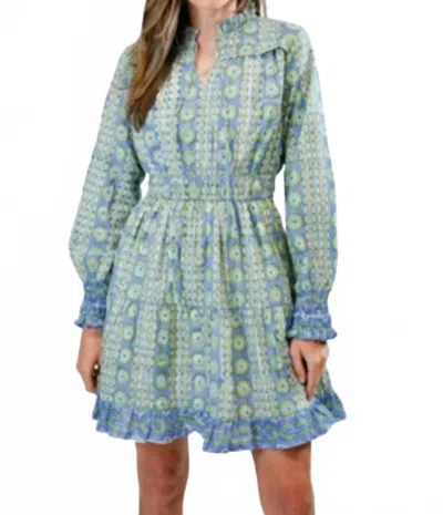 Victoria Dunn Gilded Ivy Mini Dress In Wedgewood In Multi