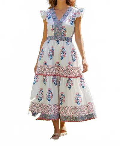 Victoria Dunn Hallie Midi Dress In Bermuda In White