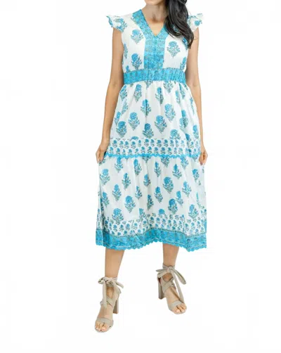 Victoria Dunn Hallie Midi Dress In Capri In Blue