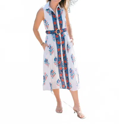 Victoria Dunn Hazel Sleeveless Midi Dress In Ultamarine In Multi