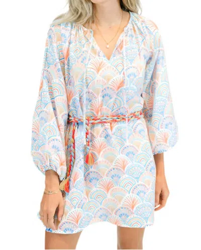 Victoria Dunn Jade Long Sleeve Mini Dress In Sand Dollar In Multi