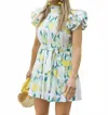 Victoria Dunn Jasmine Lemon Mini Dress In Island Paradise In Multi