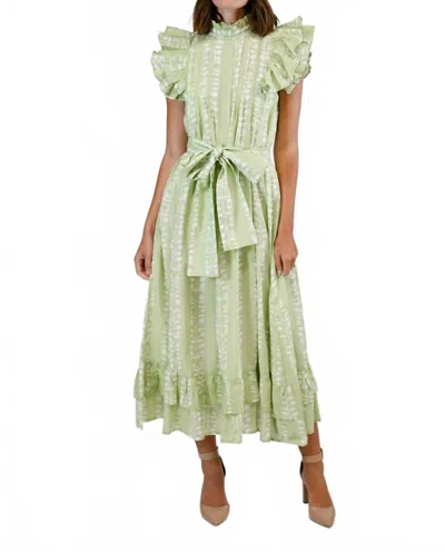 Victoria Dunn Jasmine Maxi Dress In Botanical Vine In Green