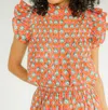 Victoria Dunn Jasmine Ruffle Sleeve Blouse In Golden Poppy In Orange