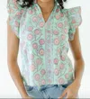 Victoria Dunn Key Largo Blouse Top In Day Glow In Multi